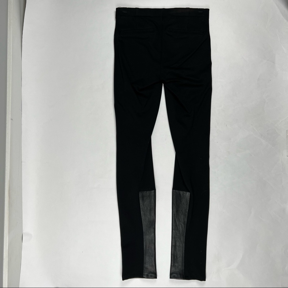 OWO Helmut Lang - Black Lambskin Leather & Cotton Combo Pull on Leggings, Size 2 - Picture 6 of 16